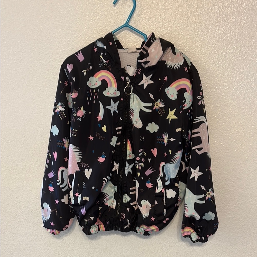 Kids Unicorn‎ Print Black Jacket